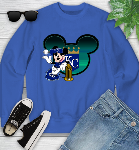 MLB Kansas City Royals The Commissioner's Trophy Mickey Mouse Disney Youth Sweatshirt 8