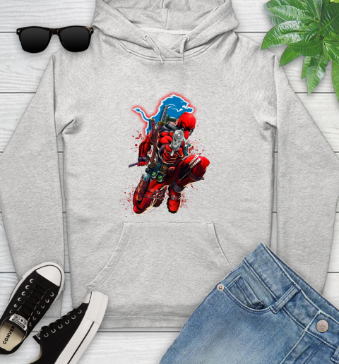 NFL Deadpool Marvel Comics Sports Football Detroit Lions Youth Hoodie