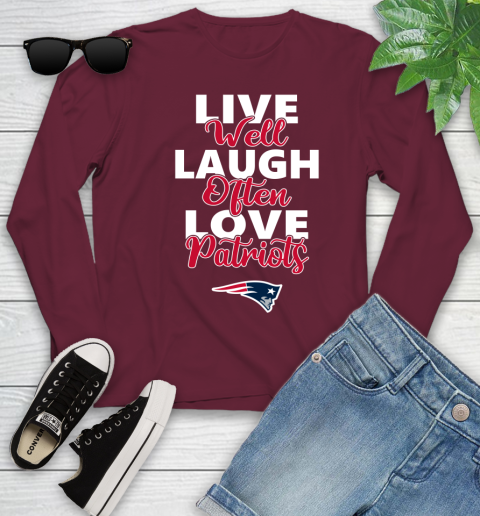 NFL Football New England Patriots Live Well Laugh Often Love Shirt Youth Long Sleeve 5