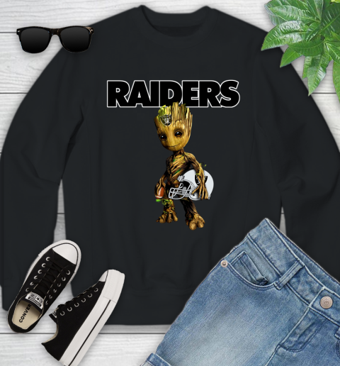 Oakland Raiders NFL Football Groot Marvel Guardians Of The Galaxy Youth Sweatshirt 2