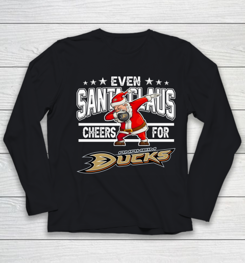 Anaheim Ducks Even Santa Claus Cheers For Christmas NHL Youth Long Sleeve