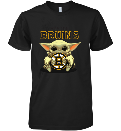 Baby Yoda Hugs The Boston Bruins Ice Hockey Premium Men's T-Shirt