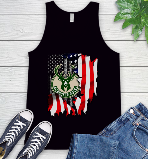 Milwaukee Bucks NBA Basketball American Flag Tank Top