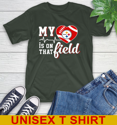 NFL My Heart Is On That Field Football Sports Pittsburgh Steelers T-Shirt 6