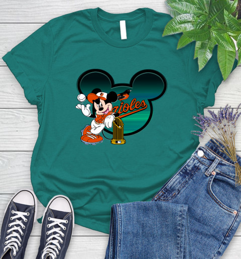 MLB Baltimore Orioles The Commissioner's Trophy Mickey Mouse Disney Women's T-Shirt 12