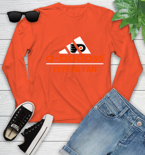 NHL A Badass Philadelphia Flyers Fan Adidas Hockey Sports Youth Long Sleeve 3