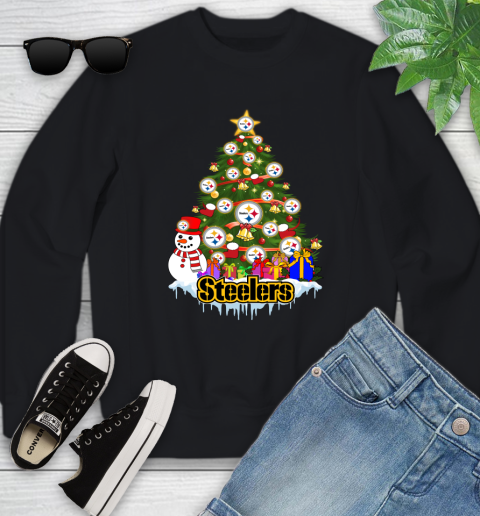 Pittsburgh Steelers Merry Christmas NFL Football Sports Youth Sweatshirt - Image 3