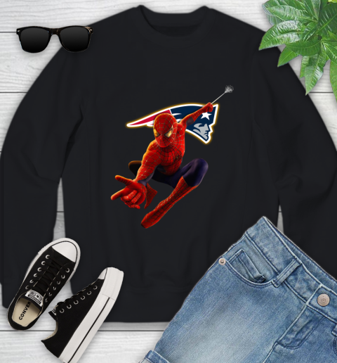 NFL Spider Man Avengers Endgame Football New England Patriots Youth Sweatshirt 2