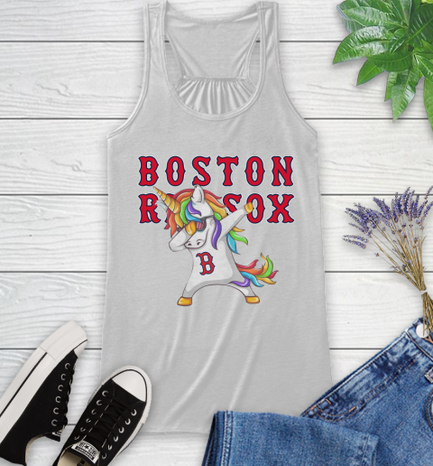 Boston Red Sox MLB Baseball Funny Unicorn Dabbing Sports Racerback Tank