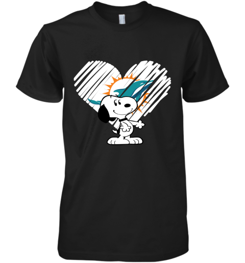 I Love Miami Dolphins Snoopy In My Heart NFL Premium Men's T-Shirt