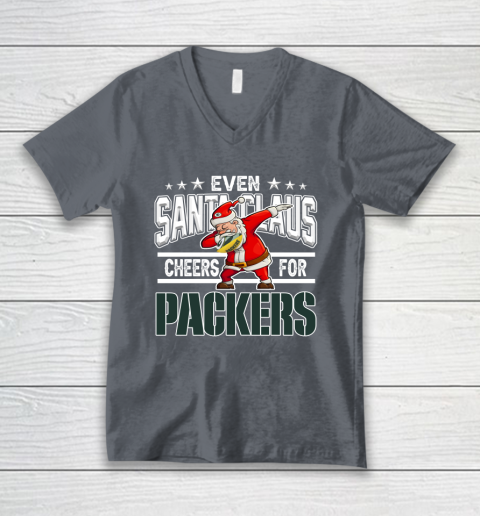 Green Bay Packers Even Santa Claus Cheers For Christmas NFL V-Neck T-Shirt 5 Green Bay Packers Even Santa Claus Cheers For Christmas NFL V-Neck T-Shirt - Image 5