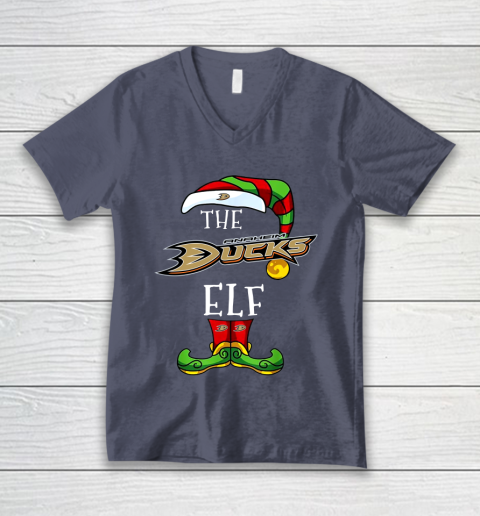 Anaheim Ducks Christmas ELF Funny NHL V-Neck T-Shirt 7