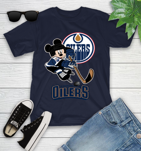 NHL Edmonton Oilers Mickey Mouse Disney Hockey T Shirt Youth T-Shirt 3