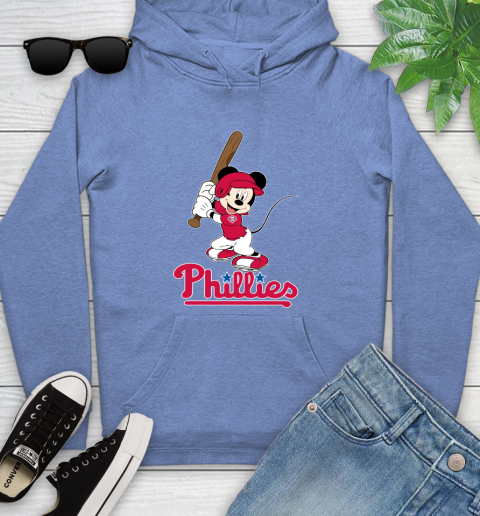 MLB Baseball Philadelphia Phillies Cheerful Mickey Mouse Shirt Youth Hoodie 11