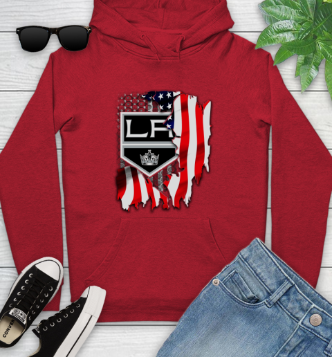 Los Angeles Kings NHL Hockey American Flag Youth Hoodie 12