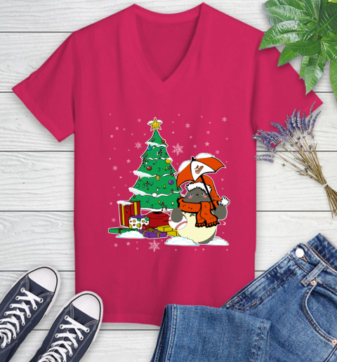 Baltimore Orioles MLB Baseball Cute Tonari No Totoro Christmas Sports Women's V-Neck T-Shirt 9