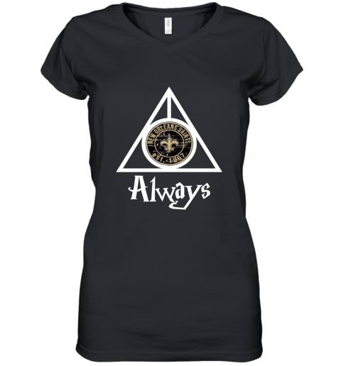 Always Love The New Orleans Saints x Harry Potter Mashup Women's V-Neck T-Shirt