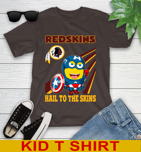NFL Football Washington Redskins Captain America Marvel Avengers Minion Hail To The Skín Shirt Youth T-Shirt 6