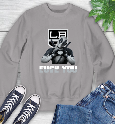 NHL Los Angeles Kings Deadpool Love You Fuck You Hockey Sports Sweatshirt 5