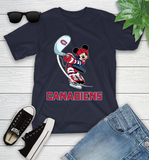 NHL Hockey Montreal Canadiens Cheerful Mickey Mouse Shirt Youth T-Shirt 3