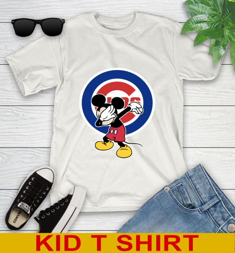 Chicago Cubs MLB Baseball Dabbing Mickey Disney Sports Youth T-Shirt