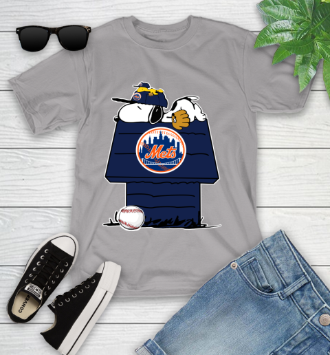 MLB New York Mets Snoopy Woodstock The Peanuts Movie Baseball T Shirt Youth T-Shirt 4