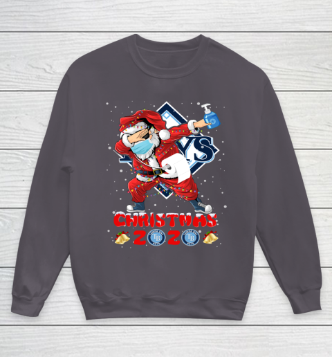 Tampa Bay Rays Funny Santa Claus Dabbing Christmas 2020 MLB Youth Sweatshirt 5