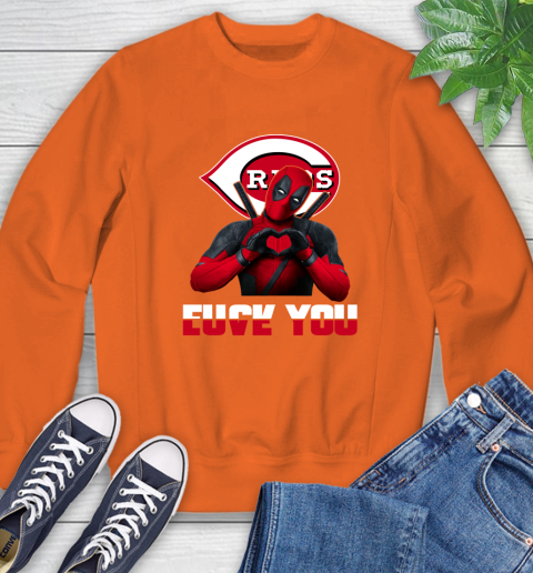 MLB Cincinnati Reds Deadpool Love You Fuck You Baseball Sports Sweatshirt 3