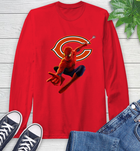 NFL Spider Man Avengers Endgame Football Chicago Bears Long Sleeve T-Shirt 10