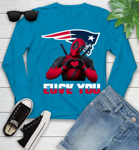 NHL New England Patriots Deadpool Love You Fuck You Football Sports Youth Long Sleeve 8