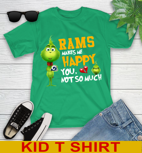 NFL Los Angeles Rams Makes Me Happy You Not So Much Grinch Football Sports Youth T-Shirt 7