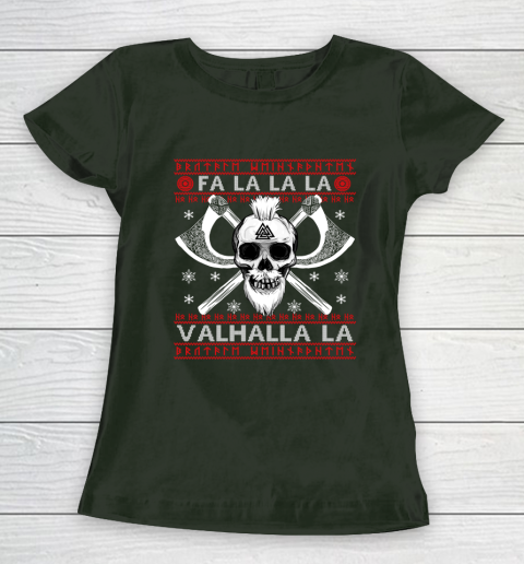 Ugly Christmas Sweater Fa La La Valhalla Viking Women's T-Shirt 4