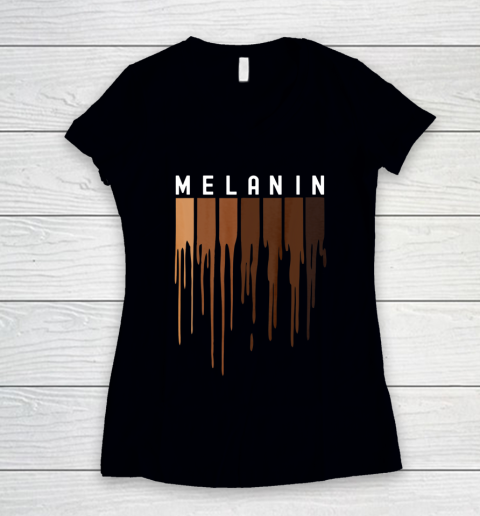 Drippin Melanin T Shirt for Women Pride  Black History Gift Women's V-Neck T-Shirt