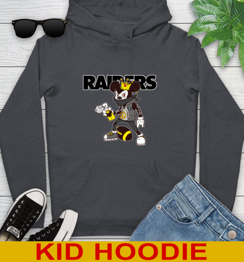 Oakland Raiders NFL Football Mickey Peace Sign Sports Youth Hoodie 9