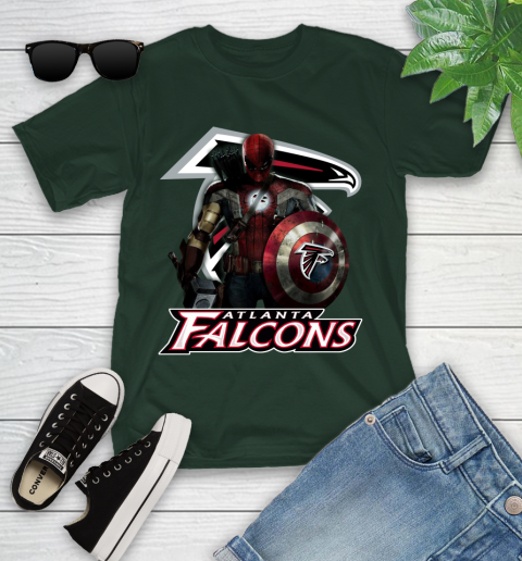 NFL Captain America Thor Spider Man Hawkeye Avengers Endgame Football Atlanta Falcons Youth T-Shirt 5