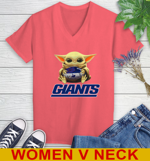 NFL Football New York Giants Baby Yoda Star Wars Shirt Women's V-Neck T-Shirt 7