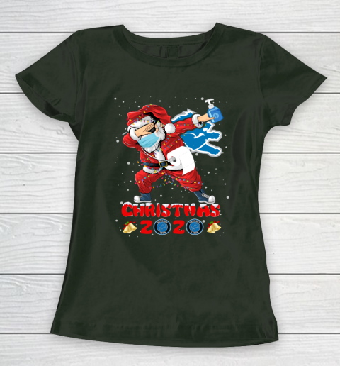 Detroit Lions Funny Santa Claus Dabbing Christmas 2020 NFL Women's T-Shirt 4