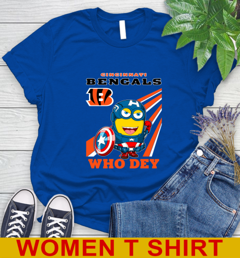 NFL Football Cincinnati Bengals Captain America Marvel Avengers Minion Shirt Women's T-Shirt 10