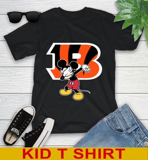 Cincinnati Bengals NFL Football Dabbing Mickey Disney Sports Youth T-Shirt 2