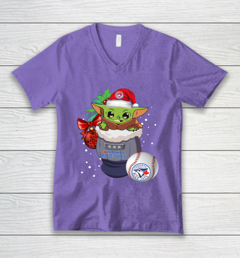 Toronto Blue Jays Christmas Baby Yoda Star Wars Funny Happy MLB V-Neck T-Shirt 9