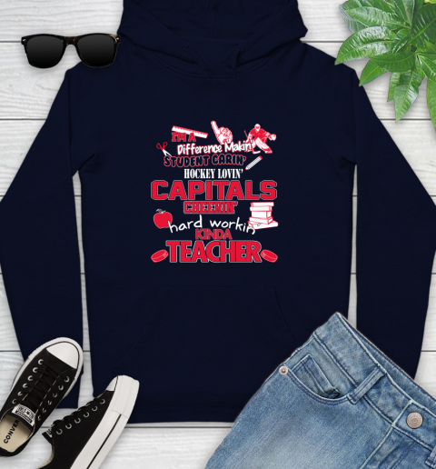Washington Capitals NHL I'm A Difference Making Student Caring Hockey Loving Kinda Teacher Youth Hoodie 3