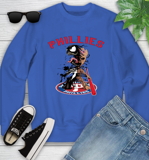 MLB Philadelphia Phillies Baseball Venom Groot Guardians Of The Galaxy Youth Sweatshirt 8
