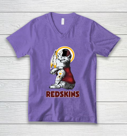 NFL Football My Cat Loves Washington Redskins V-Neck T-Shirt 8