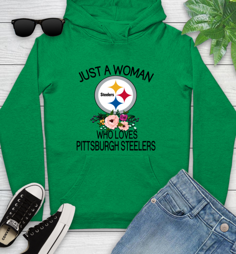 NFL Just A Woman Who Loves Pittsburgh Steelers Football Sports Youth Hoodie 5