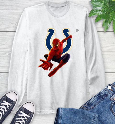 NFL Spider Man Avengers Endgame Football Indianapolis Colts Long Sleeve T-Shirt
