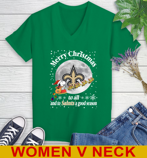 New Orleans Saints Merry Christmas To All And To Saints A Good Season NFL Football Sports Women's V-Neck T-Shirt 5
