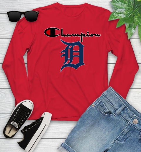 MLB Baseball Detroit Tigers Champion Shirt Youth Long Sleeve 9