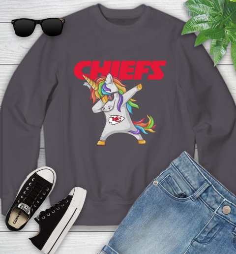 Kansas City Chiefs NFL Football Funny Unicorn Dabbing Sports Youth Sweatshirt 6
