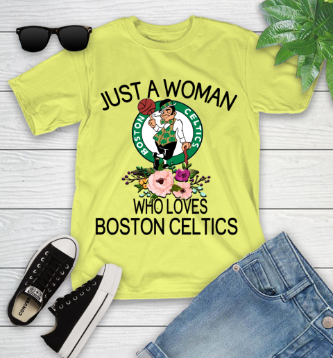 NBA Just A Woman Who Loves Boston Celtics Basketball Sports Youth T-Shirt 5