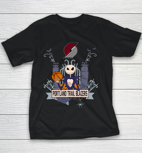 NBA Portland Trail Blazers Basketball Jack Skellington Halloween Youth T-Shirt